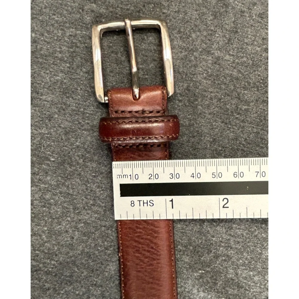 Polo Ralph Lauren Leather Belt Men's Size 38 Brown Made in Italy Silver Buckle